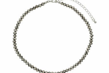 Bhs Haematite Facet Bead Choker Necklace, grey