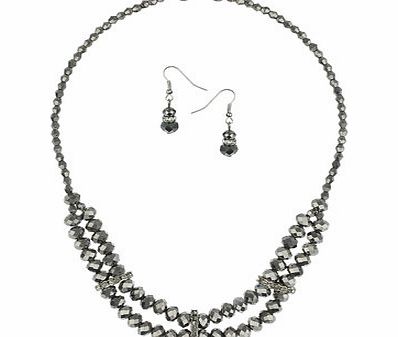 Bhs Haematite Two Row Jewellery Set, grey 12176820870