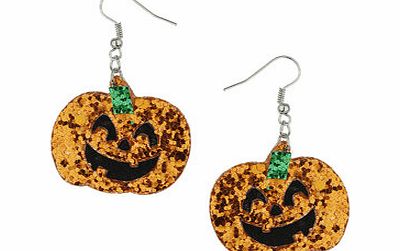Bhs Halloween Glitter Pumpkin Drop Earrings, orange
