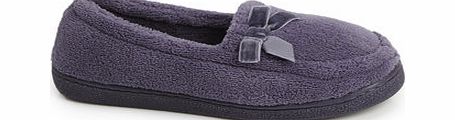 Bhs Heather Velvet Bow Closed Back Slippers, heather