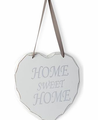Bhs Home Sweet Home White hanging heart, choc/pastel