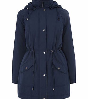 Bhs Indigo Dipped Hem Padded Coat, indigo 9853460205