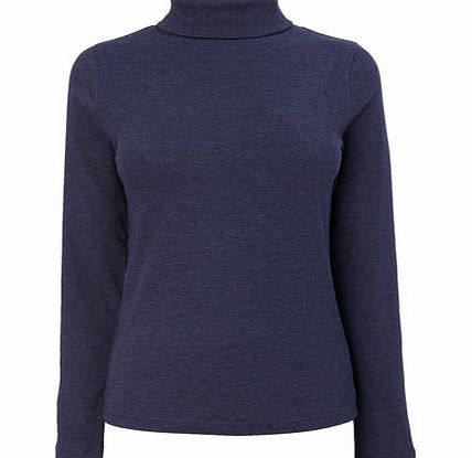 Bhs Indigo Long Sleeve Roll Neck Top, indigo