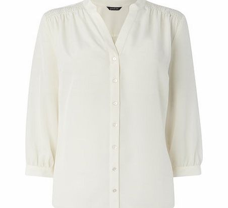 Ivory 3/4 Sleeve Chiramen Blouse, Ivory