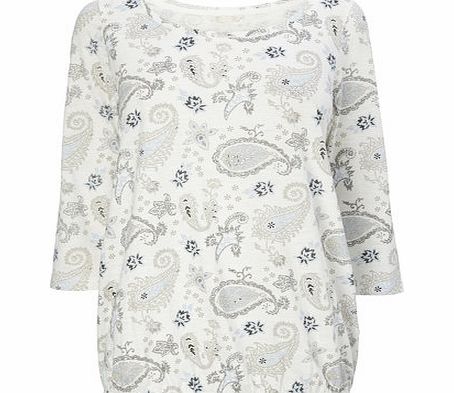 Bhs Ivory 3/4 Sleeve Paisley Print Bubble Hem, beige