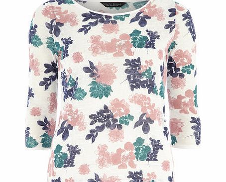 Bhs Ivory Cluster Floral Bling Top, white 19128860306