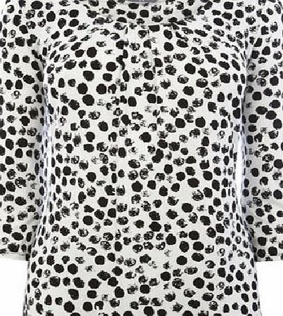 Bhs Ivory Dotty Print Pleated Top, ivory 9022820904