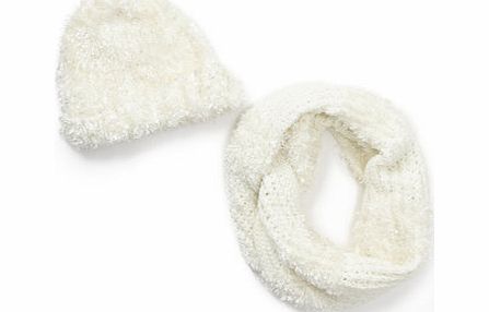 Bhs Ivory Feather Scarf and Hat Set, ivory 6609540904