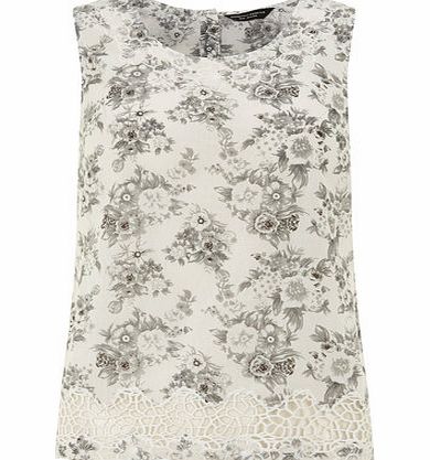 Bhs Ivory Foral Shell Top, grey 19121010870