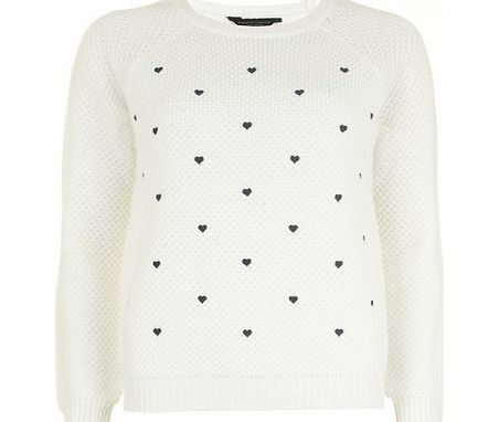 Bhs Ivory Heart Jumper, white 19130350306