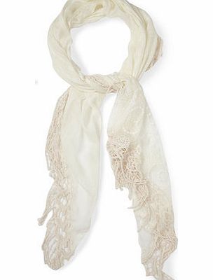 Bhs Ivory Lace Trim Scarf, ivory 6605610904