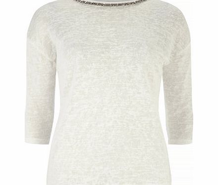 Bhs Ivory Necklace Jersey Knit, white 19129640306