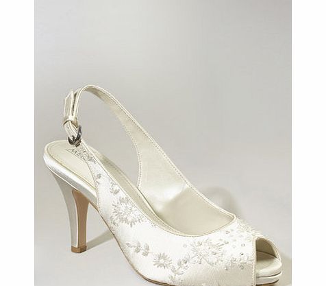 Bhs Ivory Opal Bead Lace Slingback Platform Shoe,