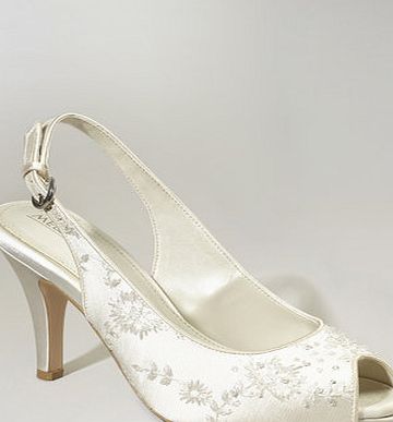 Bhs Ivory Opal Bead Lace Slingback Platform Shoes,