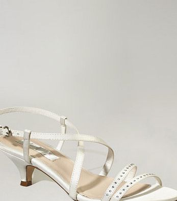 Bhs Ivory Satin Strippy Bridesmaid Shoes, ivory