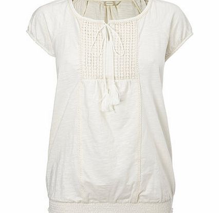 Ivory Short Sleeve Crochet Gypsy, ivory 2422460904
