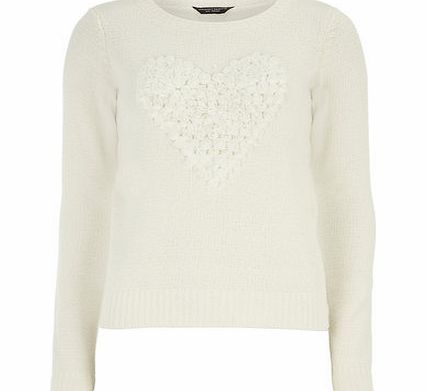Bhs Ivory Teddy Heart Jumper, white 19128770306