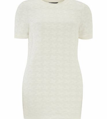 Bhs Ivory Textured Dogtooth Tunic, white 19125860306