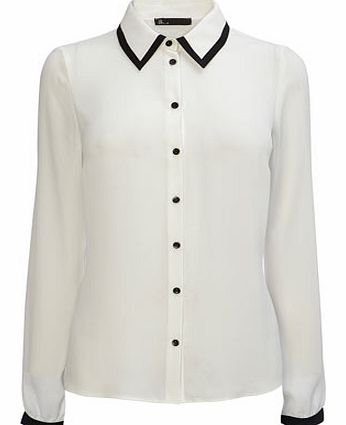 Ivory Tipped Collar Shirt, ivory 8613160904