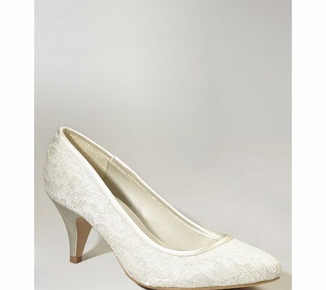 Ivory Wide Fit Allie Bride Lace Court Shoe,