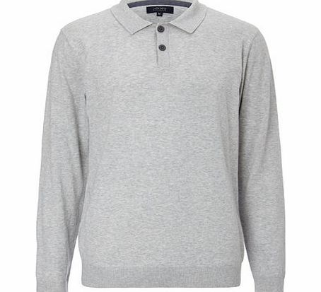Bhs Jack Reid Grey Long Sleeved Polo Top, Grey
