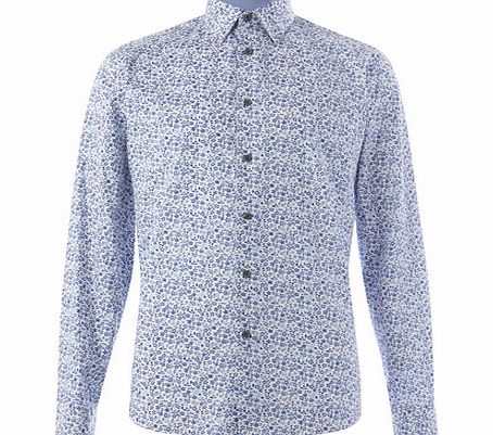 Bhs Jack Reid Marylebone Floral Print Shirt, Blue