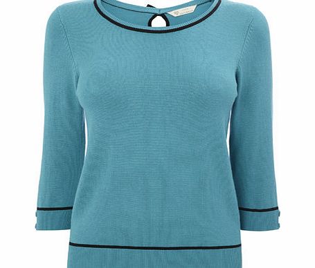 Bhs Jade Petite 3/4 Sleeve Tipped Jumper, jade