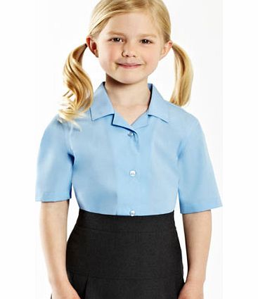 Junior Girls Blue Generous Fit 2 Pack Non Iron