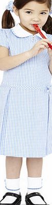 Bhs Junior Girls Blue Zipped Gingham Dress, blue