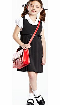 Junior Girls Charcoal Pinafore with Satin Bow,