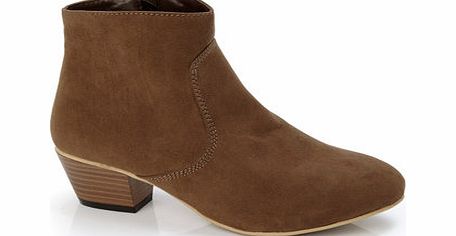 Bhs Khaki Stitch Design Western Ankle Boot, khaki