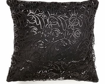 Kylie at home Black Web Sequin Cushion, black
