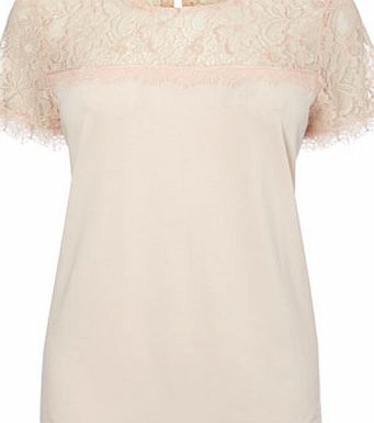 Bhs Lace Yoke Tee, pale pink 9021503511