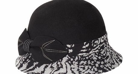 Bhs Ladies Black/Multi Zebra Brim Cloche Hat,
