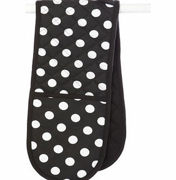 Large Black  White Spot Double Oven Gloves,