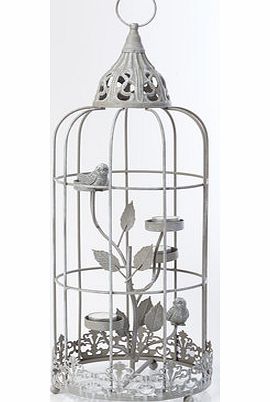 Bhs Large grey birdcage tealight holder, light grey