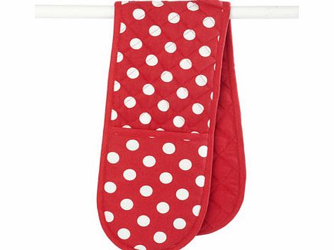 Bhs Large Red Spot Double Oven Gloves, red 9538613874