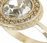 Bhs Large Stone Gold Cocktail Ring, crystal