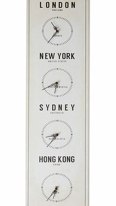 Bhs Large world time wall clock, cream 30925500005