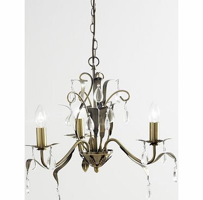 Bhs Leaf And Pear 3 Light Chandelier, antique brass