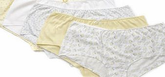 Bhs Lemon and Soft Grey Floral Print 5 Pack Short