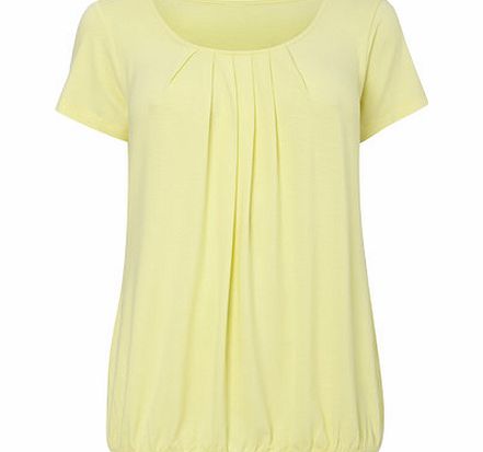 Bhs Lemon Bubble Hem Jersey Top, pale yellow