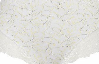 Bhs Lemon Floral Print Lace Full Brief, navy/plum
