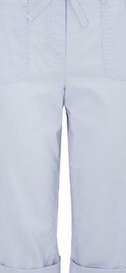 Bhs Light Blue Cotton Crop Trousers, light blue