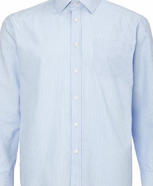 Bhs Light Blue Pinstripe Regular Fit Shirt, Blue