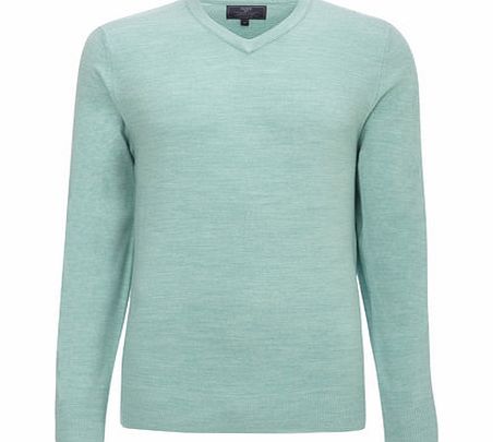 Bhs Light Green Supersoft V Neck Jumper, GREEN MARL