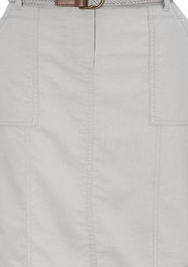 Bhs Light grey Belted Cotton Skirt, light grey