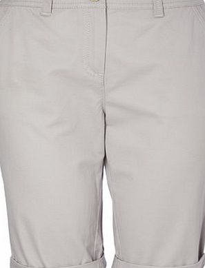 Bhs Light Grey Cotton Twill Knee Short, light grey