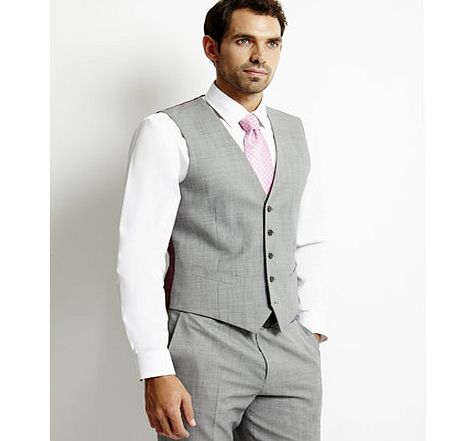 Bhs Light Grey Wool Blend Tailored Fit Waistcoat,