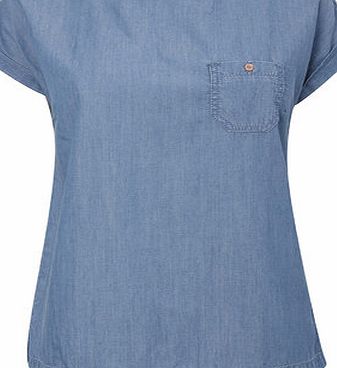 Bhs Lightwash Tencel Blend Button Back Tee,